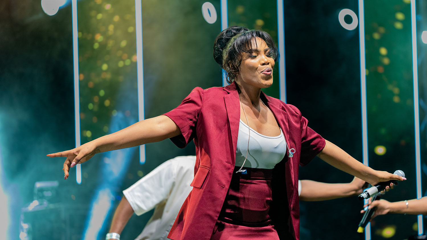 Gospel singer Nothando Hlophe feeling the mood as she mesmerises the crowd.